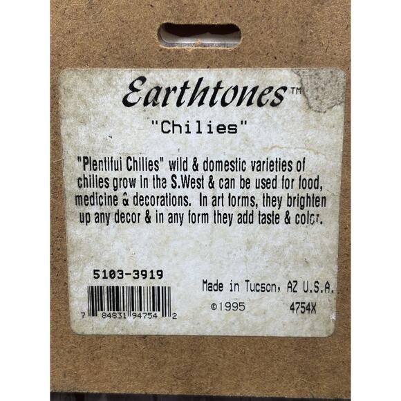 VTG Earth Tones Ceramic Tile Hand Painted Trivet Tile "Plentiful Chilies" - Picture 5 of 5